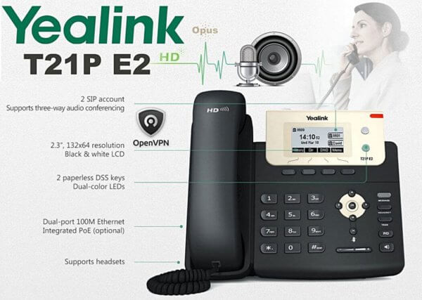 Yealink SIP-T21P E2 IP Telefon - Professionelles Bürotelefon Mit HD Voice